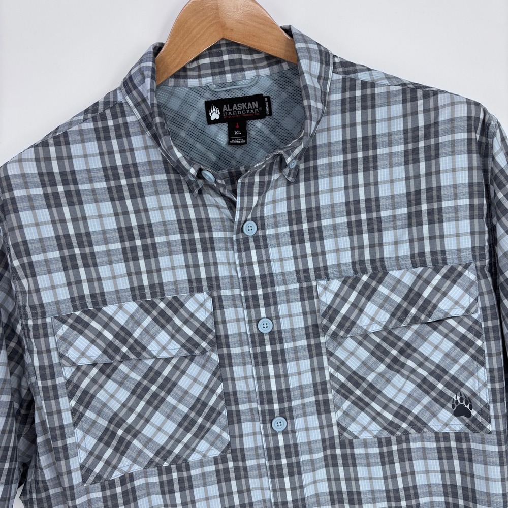 Alaskan Hardgear Performance Vented Shirt Mens XL Blue Plaid Button Up Fishing